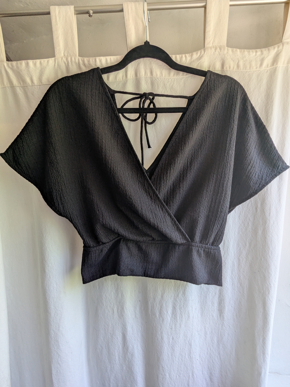 Black V-Neck Tie-Back Top Made In Spain - Picture 6 of 7